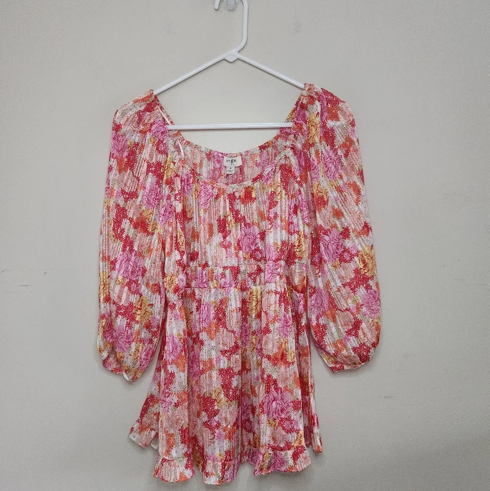 Women's Umgee Floral Print Top Sz Medium NWT - Picture 9 of 9